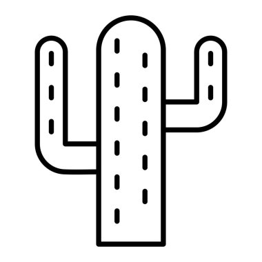 Kaktüs Simgesi, Basit Siyah ve Beyaz Vektör İllüstrasyonu