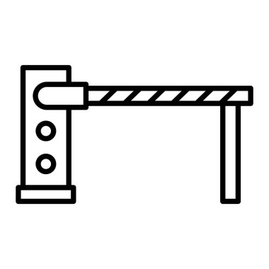 Park Bariyeri Simgesi, Basit Siyah ve Beyaz Vektör İllüstrasyonu