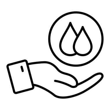 Su hattı simgesini kaydet, Basit Siyah ve Beyaz Vektör İllüstrasyonu