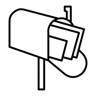 Posta Kutusu Simgesi, Basit Siyah ve Beyaz Vektör İllüstrasyonu