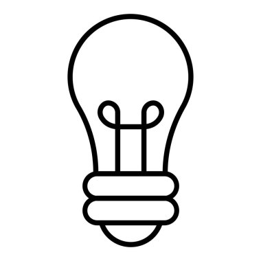 ampul çizgi simgesi, basit siyah ve beyaz vektör illüstrasyonu