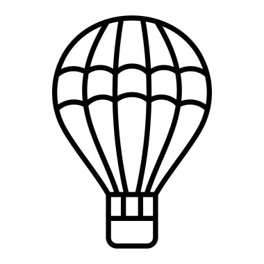 Sıcak Hava Balon Simgesi, Basit Siyah ve Beyaz Vektör İllüstrasyonu