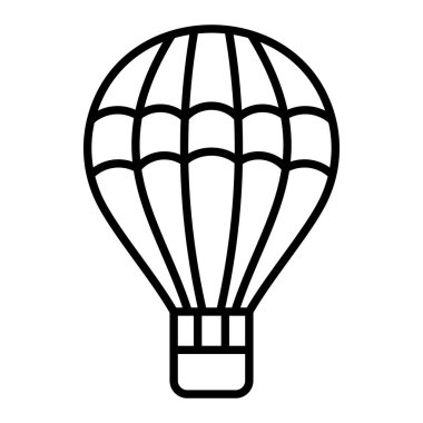 Hot Air Balloon Icon, Simple Black And White Vector Illustration clipart