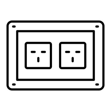 Soket çizgisi simgesi, Basit Siyah ve Beyaz Vektör İllüstrasyonu