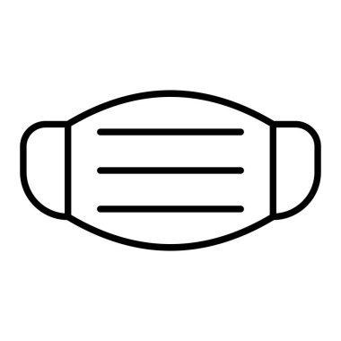 Maske Simgesi, Basit Siyah ve Beyaz Vektör İllüstrasyonu