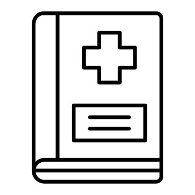 Tıbbi Kitap Simgesi, Basit Siyah ve Beyaz Vektör İllüzyonu