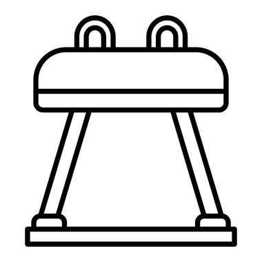 Pommel At Simgesi, Basit Siyah ve Beyaz Vektör İllüstrasyonu