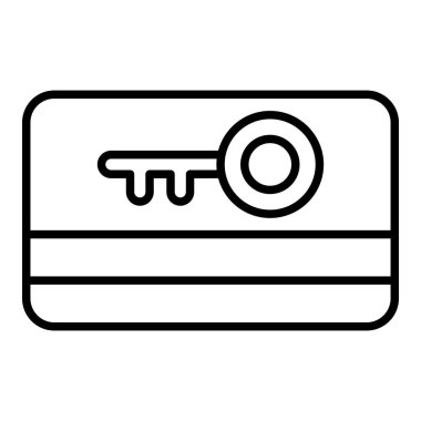 Kart Anahtarı Simgesi, Basit Siyah ve Beyaz Vektör İllüstrasyonu
