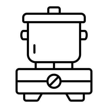 Yemek çizgisi simgesi, Basit Siyah ve Beyaz Vektör İllüstrasyonu