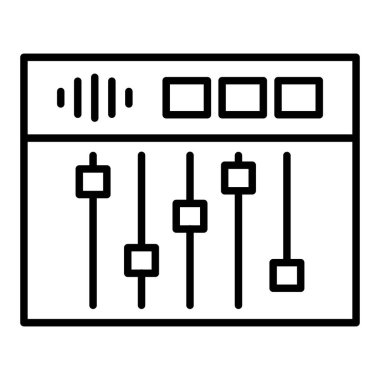 Ses Ustalaştırma Satırı simgesi, Basit Siyah ve Beyaz Vektör İllüstrasyonu