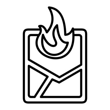 Ateş Konumu Simgesi, Basit Siyah ve Beyaz Vektör İllüstrasyonu