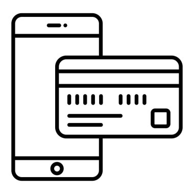 Çevrimiçi Ödeme Simgesi, Basit Siyah ve Beyaz Vektör İllüstrasyonu