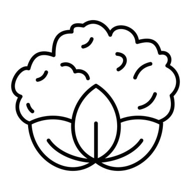 Karnabahar Simgesi, Basit Siyah ve Beyaz Vektör İllüstrasyonu