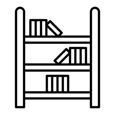 Kitap raf Simgesi, Basit Siyah ve Beyaz Vektör İllüstrasyonu