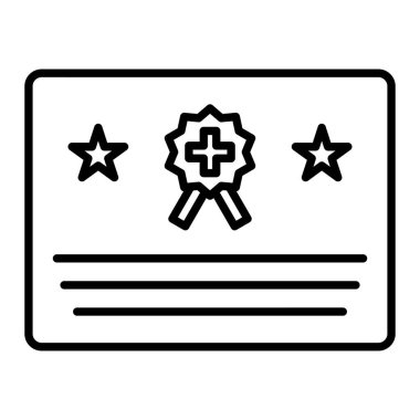 Sertifika Simgesi, Basit Siyah ve Beyaz Vektör İllüstrasyonu