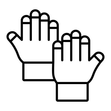 Eldiven Simgesi, Basit Siyah ve Beyaz Vektör İllüstrasyonu