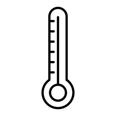 Termometre Simgesi, Basit Siyah ve Beyaz Vektör İllüstrasyonu