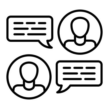 Fikir çizgisi simgesi, Basit Siyah ve Beyaz Vektör İllüstrasyonu