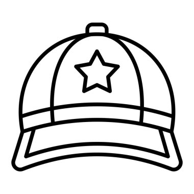 Cap Simgesi, Basit Siyah ve Beyaz Vektör İllüstrasyonu