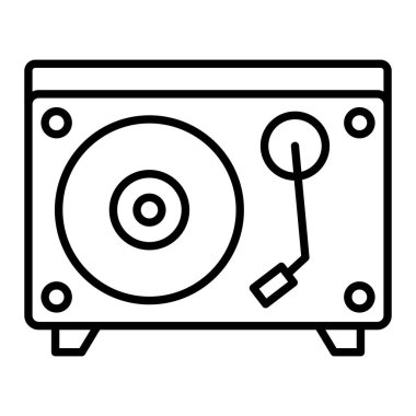 Vinil Simgesi, Basit Siyah ve Beyaz Vektör İllüstrasyonu