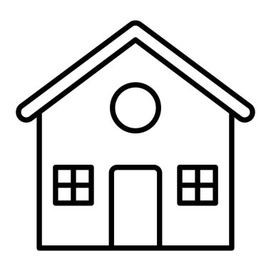 Ev Simgesi, Basit Siyah ve Beyaz Vektör İllüstrasyonu