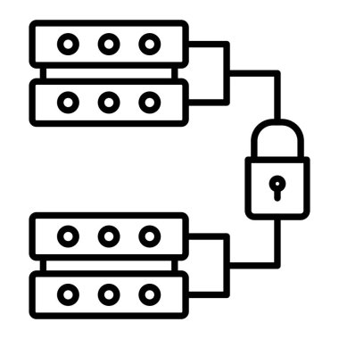 Güvenli Bağlantı Simgesi, Basit Siyah ve Beyaz Vektör İllüstrasyonu