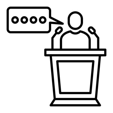 İletişim Simgesi, Basit Siyah ve Beyaz Vektör İllüstrasyonu