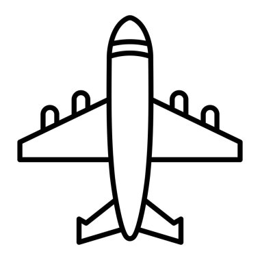 Uçak Simgesi, Basit Siyah ve Beyaz Vektör İllüstrasyonu
