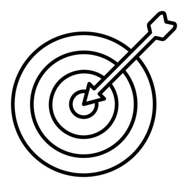 Hedef Simgesi, Basit Siyah ve Beyaz Vektör İllüstrasyonu