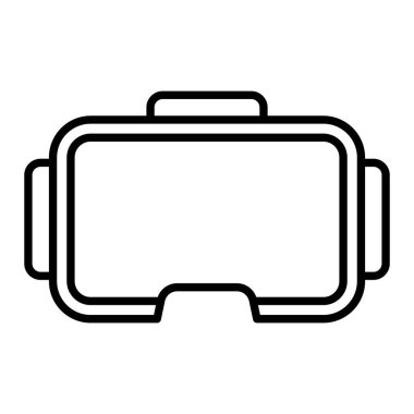 Vr Gözlük Simgesi, Basit Siyah ve Beyaz Vektör İllüstrasyonu