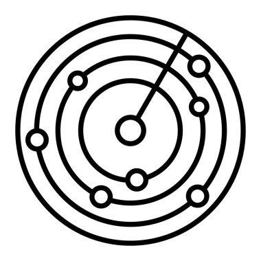 Radar Simgesi, Basit Siyah ve Beyaz Vektör İllüstrasyonu