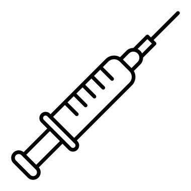 Şırınga Simgesi, Basit Siyah ve Beyaz Vektör İllüstrasyonu