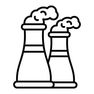 Hava kirliliği çizgisi simgesi, Basit Siyah ve Beyaz Vektör İllüstrasyonu