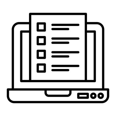 dizüstü bilgisayar Simgesi, Basit Siyah ve Beyaz Vektör İllüstrasyonu