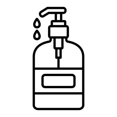 Sıvı Sabun Simgesi, Basit Siyah ve Beyaz Vektör İllüstrasyonu