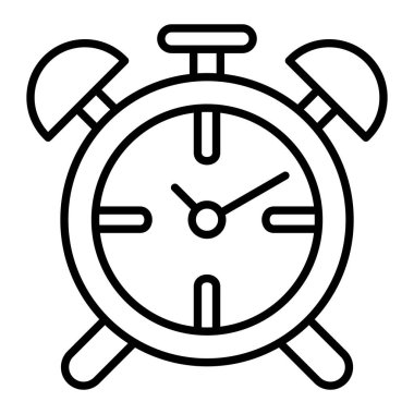 Alarm Simgesi, Basit Siyah ve Beyaz Vektör İllüstrasyonu