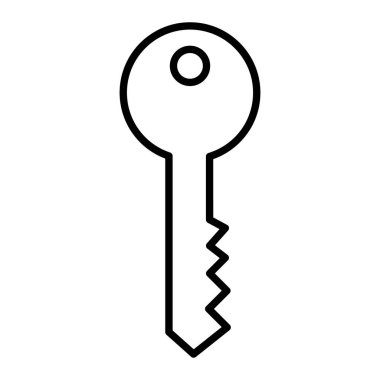 Anahtar Simgesi, Basit Siyah ve Beyaz Vektör İllüstrasyonu