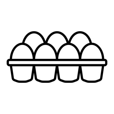 Yumurta Kutusu Simgesi, Basit Siyah ve Beyaz Vektör İllüstrasyonu