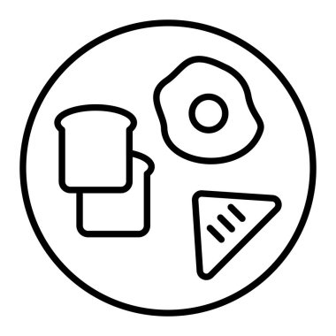 Kahvaltı Simgesi, Basit Siyah ve Beyaz Vektör İllüstrasyonu