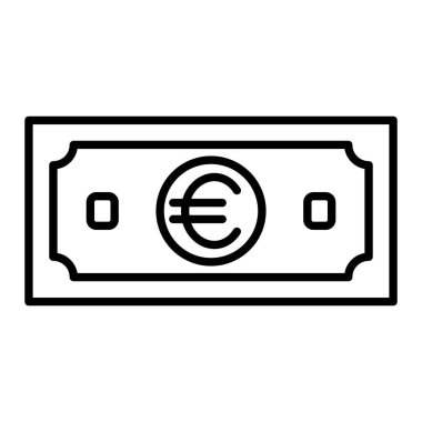 Euro Simgesi, Basit Siyah ve Beyaz Vektör İllüstrasyonu