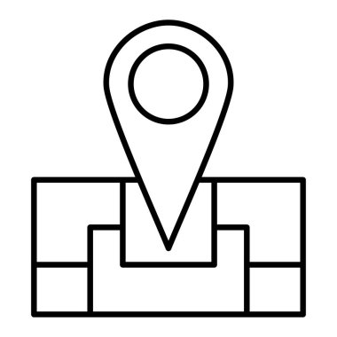 Konum Simgesi, Basit Siyah ve Beyaz Vektör İllüstrasyonu