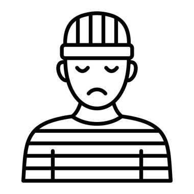 Mahkûm Simgesi, Basit Siyah ve Beyaz Vektör İllüstrasyonu