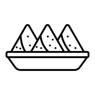 Samosa Simgesi, Basit Siyah ve Beyaz Vektör İllüstrasyonu