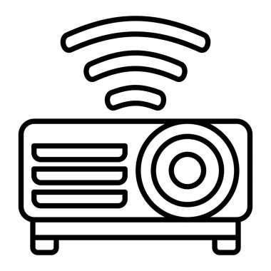 Film Projektörü Simgesi, Basit Siyah ve Beyaz Vektör İllüstrasyonu