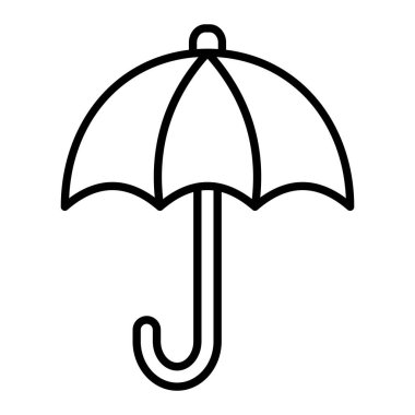 Şemsiye Simgesi, Basit Siyah ve Beyaz Vektör İllüstrasyonu