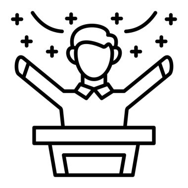 Kazanan satır simgesi, Basit Siyah ve Beyaz Vektör İllüstrasyonu