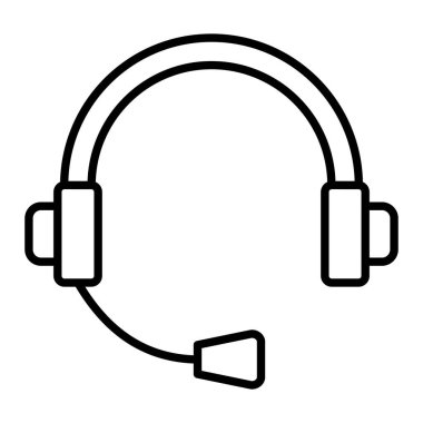 Kulaklık Simgesi, Basit Siyah ve Beyaz Vektör İllüstrasyonu