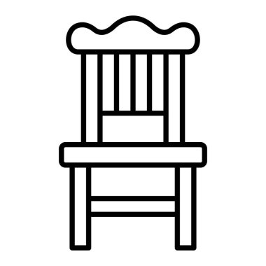 Sandalye Simgesi, Basit Siyah ve Beyaz Vektör İllüstrasyonu