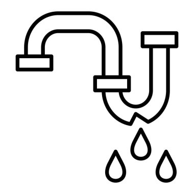 Sızdırma Simgesi, Basit Siyah ve Beyaz Vektör İllüstrasyonu