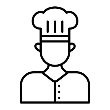 Baker Simgesi, Basit Siyah ve Beyaz Vektör İllüstrasyonu